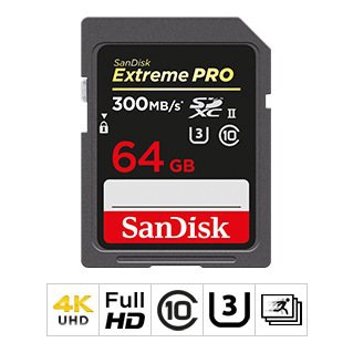 SanDisk 64GB Extreme Pro SD UHS-II 300MB/s Hafıza Kartı