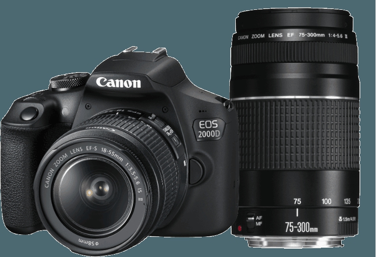 Canon EOS 2000D 18-55mm IS II & 75-300mm Çift Lensli Kit
