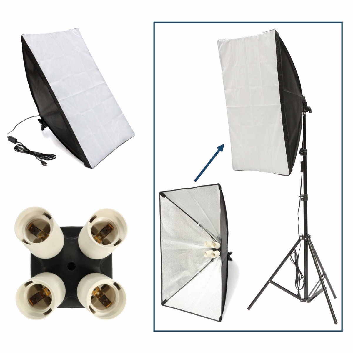 OEM Marka 50x70 Tekli Kit Softbox Video Çekim Işığı (Ampül Dahil Değildir) D5074