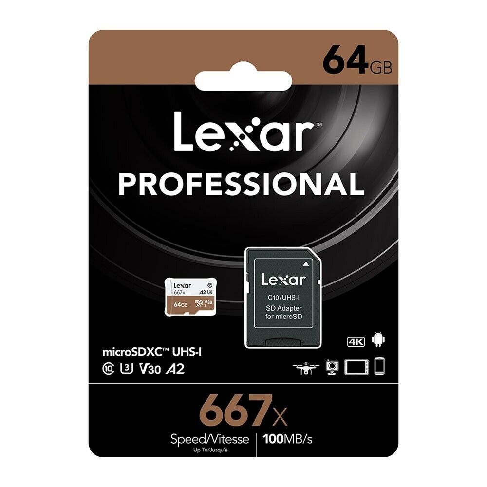 Lexar 64GB Professional 667x microSDXC UHS-I Hafıza Kartı