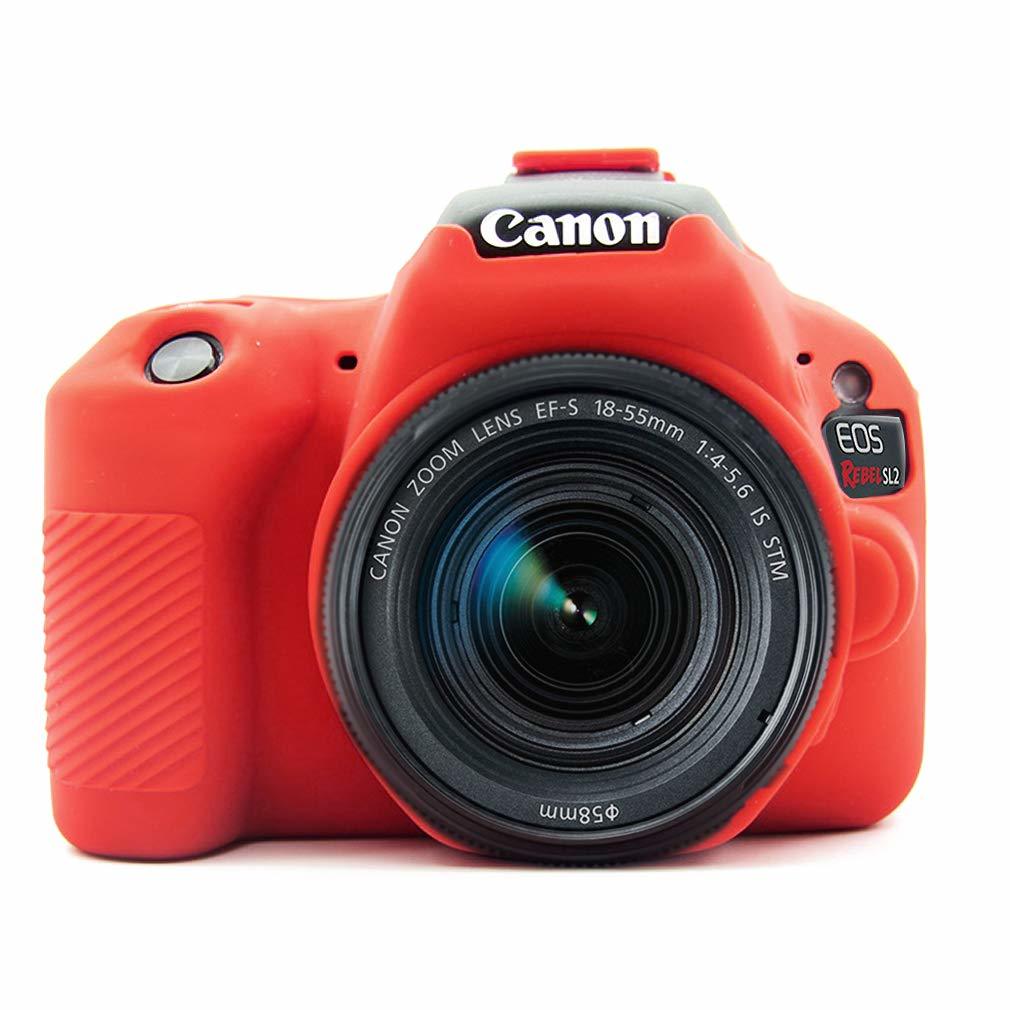Andoer (Canon 200D 250D Rebel SL2 Kiss X9) İçin Koruyucu Silikon Kılıf (Kırmızı)