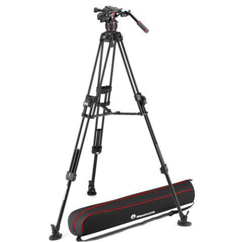 Manfrotto 608 Nitrotech Fluid Head with 645 Fast Twin Aluminum Tripod System and Bag (MVK608TWINFA)