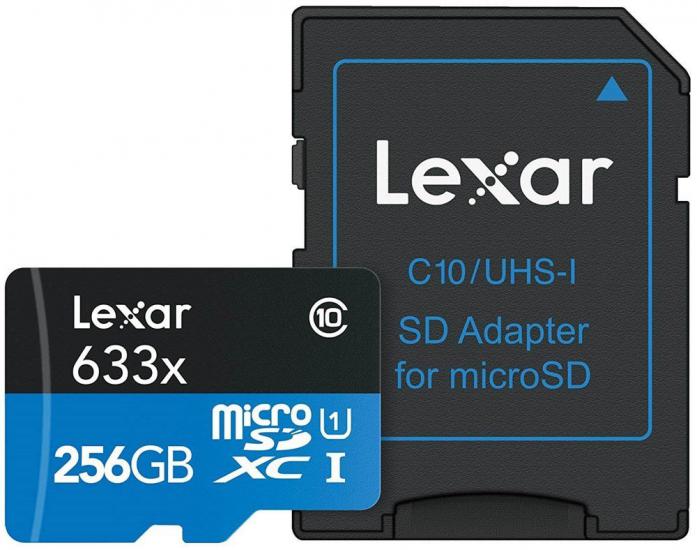 Lexar 256GB microSDHC UHS-I High Speed 633x with Adapter (Class 10)