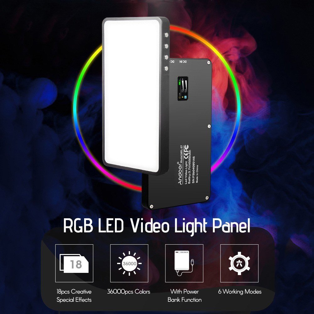 Andoer MFL-07 (10Watt) RGB LED Video Dolgu Işığı 3000K-6500K D8423